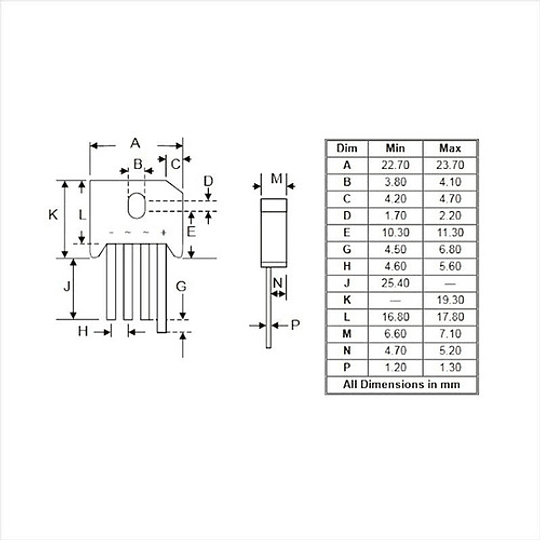 10a 1000v Kbu1010 Diodo Rectificador Puente Monofásico