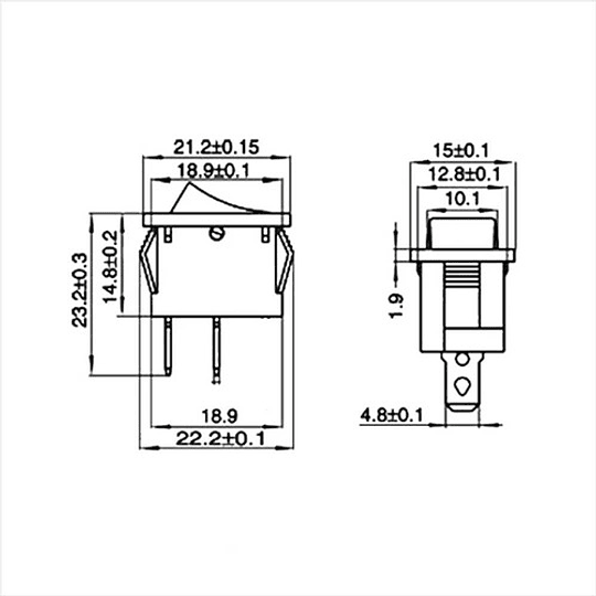 2 X Switch Interruptor Rocker On Off 21x15mm, 250v 6a Kcd101