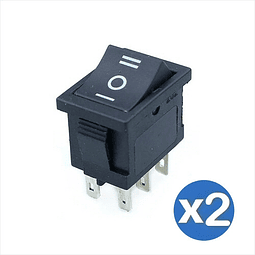 2 X Interruptor Rocker ON OFF ON, 2 Polos, KCD1, 250V, 6A AC