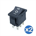 2 X Interruptor Rocker ON OFF ON, 2 Polos, KCD1, 250V, 6A AC