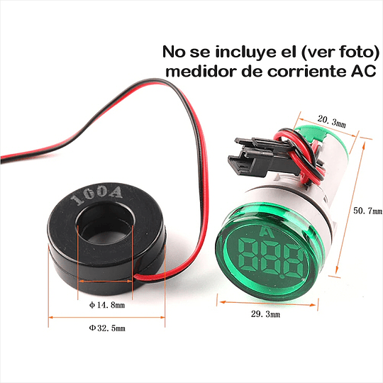 Bobina Sensor De Corriente AC, 0 a 100A, Para Medidores De Embutir de 22mm