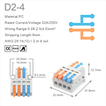 5 X Conector Terminal Rápido Universal D2-4, 250V, 32A , Wago