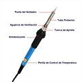 Cautin Soldar Electrónica DIY, 60W, 200 C a 450C, Control de Temperatura  Debes de tener un poco de paciencia para comenzar a soldar o des-soldar cuando enchufas por primera vez, debes de esperar 4 a 