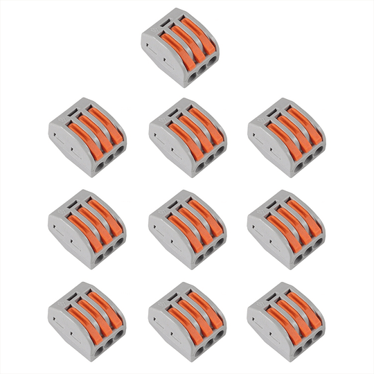 10 Conectores Rápidos Eléctricos Tipo Wago Para Unir 2 y 3 Conductores