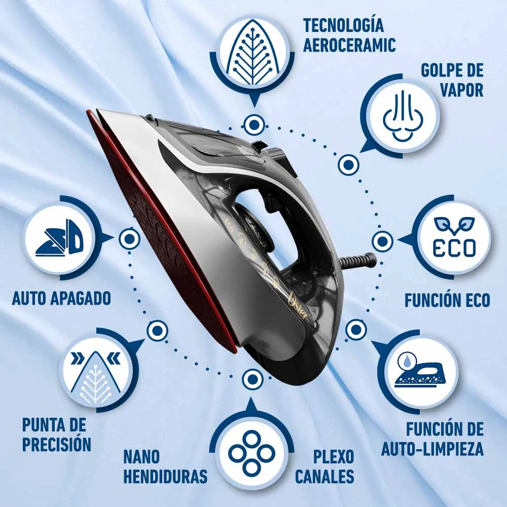 Plancha de Vapor Oster® GCSTAC6953 con Tecnología Aerocerámica 7