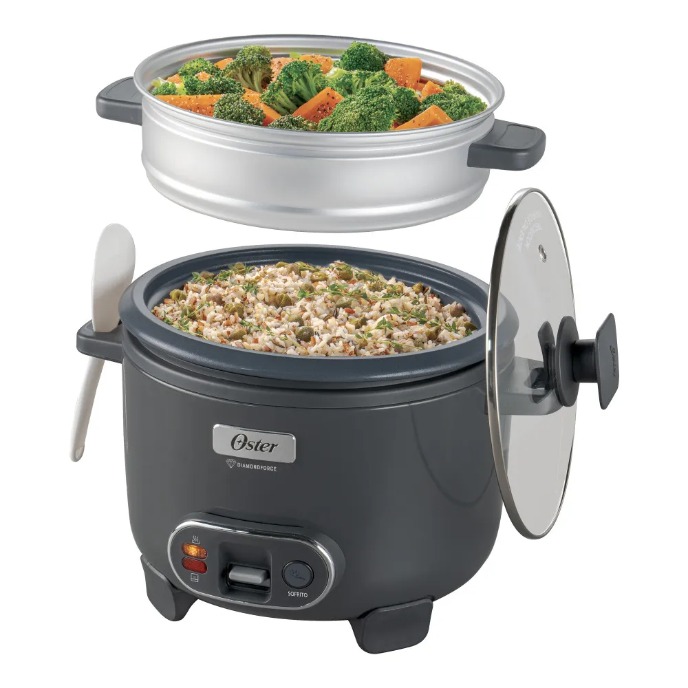 Oster Arrocera, 3 en 1, 10 Tazas de Capacidad, con Función de Sofrito, Vaporera, Recubrimiento Antiadherente Oster DiamondForce 7