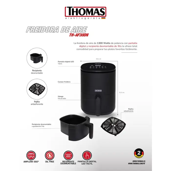 Freidora de Aire Digital Led Touch TH-AF30DN 2