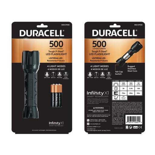 Linterna Duracell DP500, Tough P-Steel, 4 Modos de Luz, 500 Lumen, Incluye 3 Pilas AAA 1