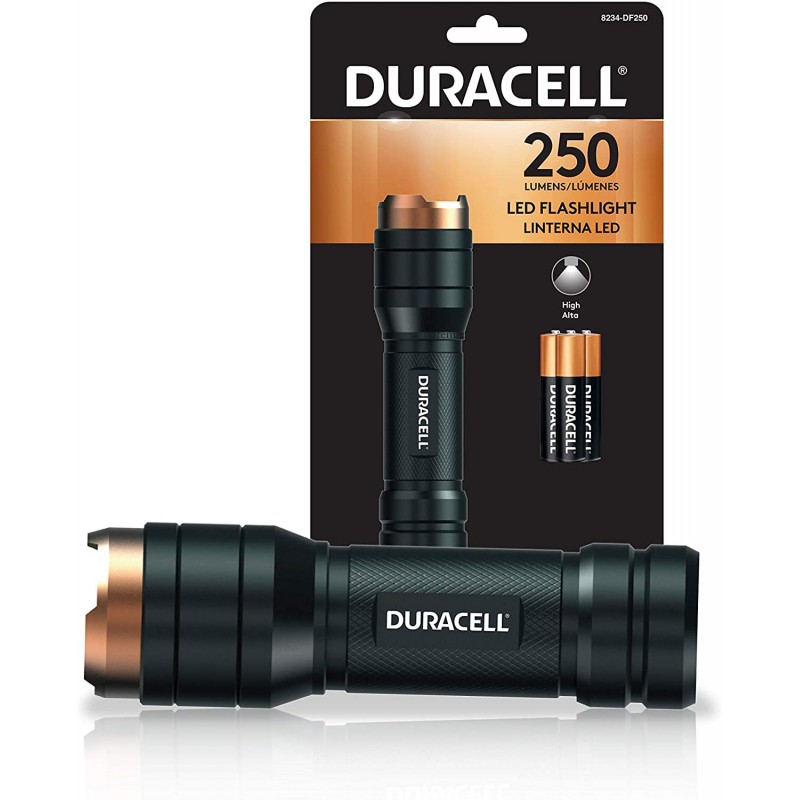 Linterna de Aluminio Duracell, 250 Lumen, Incluye 3 Pilas AAA 1