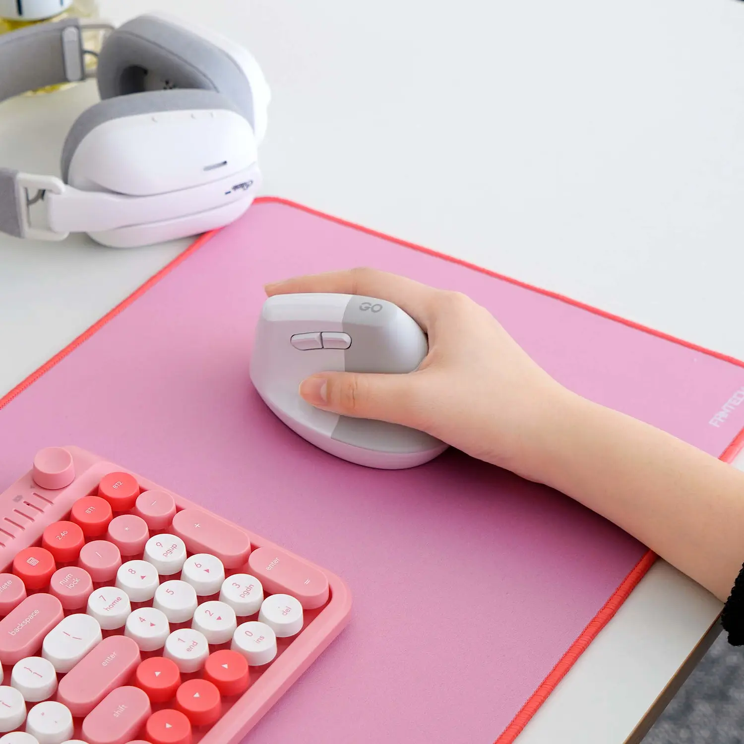 Mouse ergonómico vertical  Fantech GO Comfy inalámbrico W195R white 3