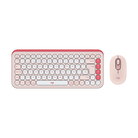 Combo Teclado (ES) + Mouse inalámbrico Logitech POP ICON, Color Rosado