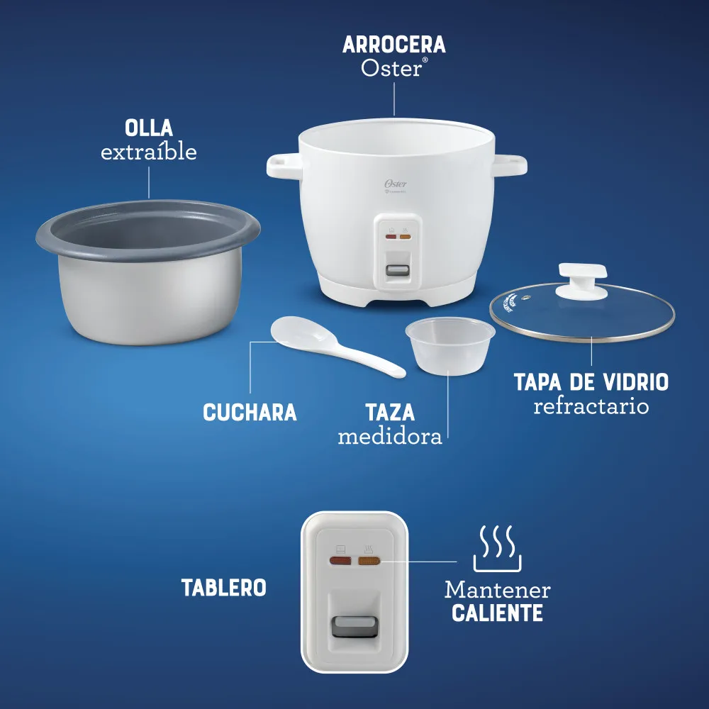 Arrocera Oster de 7 Tazas, con DiamondForce, CKSTRCB7DFWHT 9