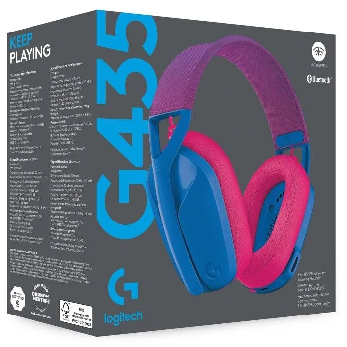 Audífono Gamer Logitech G435, Sonido Estéreo, Inalámbrico, Azul 3