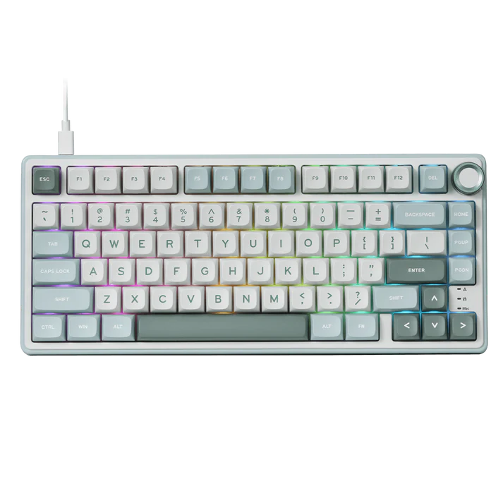 Teclado Mecánico Royal Kludge sky cyan con cable R75 75% SW Brown 1