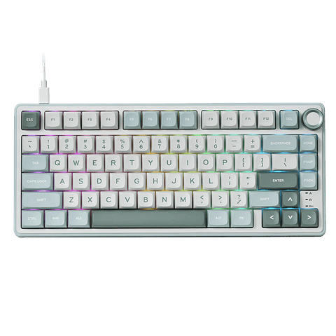 Teclado Mecánico Royal Kludge sky cyan con cable R75 75% SW Brown