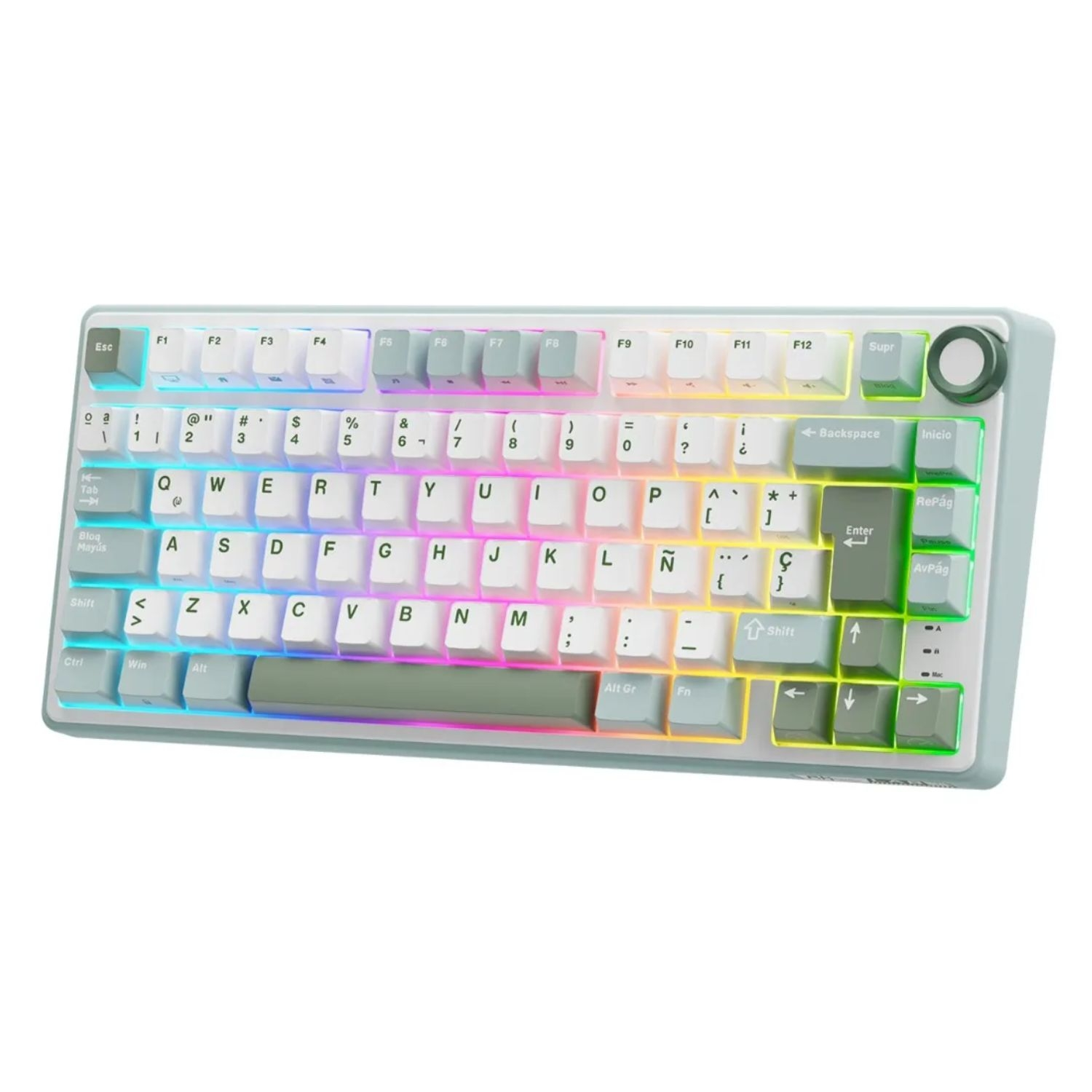 Teclado Mecánico Royal Kludge RK R75 SkyCyan – Switch Silver, RGB, Español 2