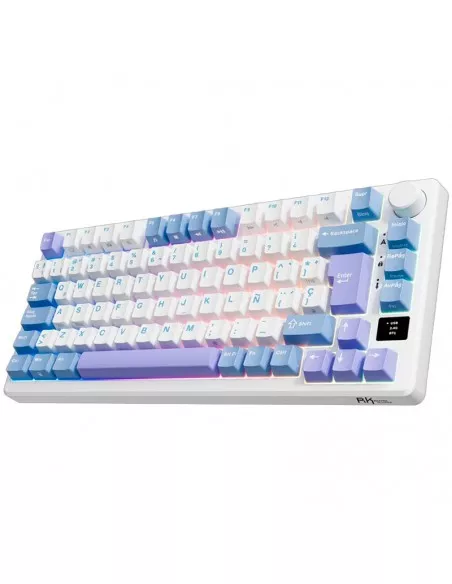 Teclado mecánico RK ROYAL KLUDGE M75 taro milk TRI-MODES brown switch español 3
