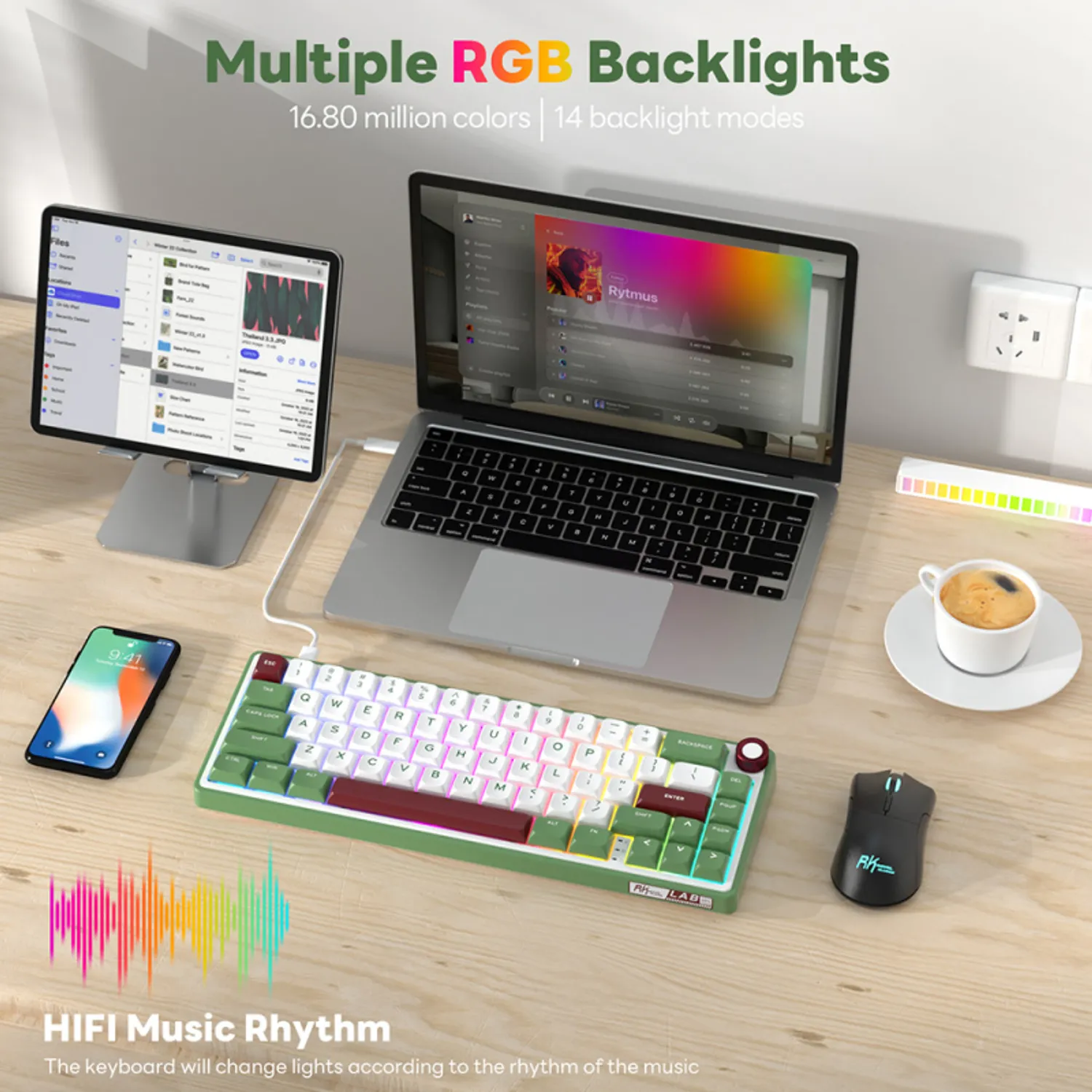 Teclado Mecánico Español Rk Royal Kludge R65 Green Chartreuse switch 6