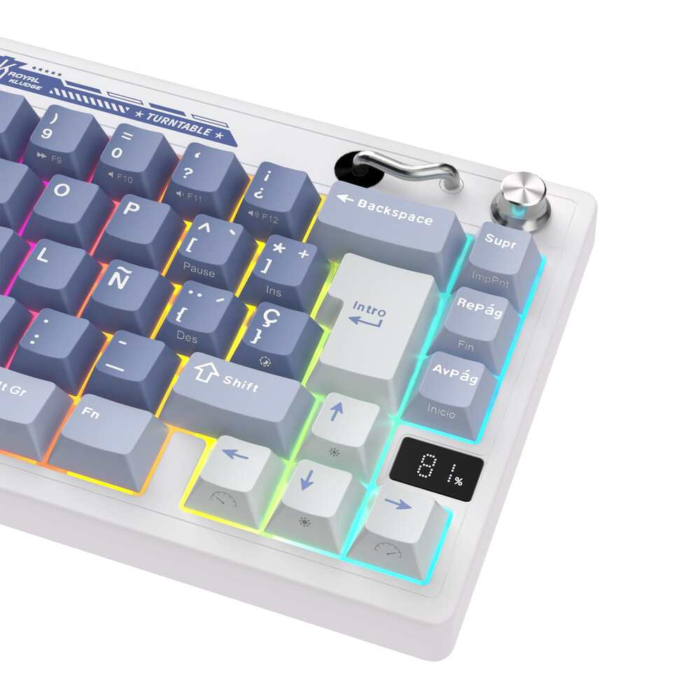 Teclado Mecánico Inalámbrico RK Royal Kludge M65 Ocean Blue 65% Español sw beige 4