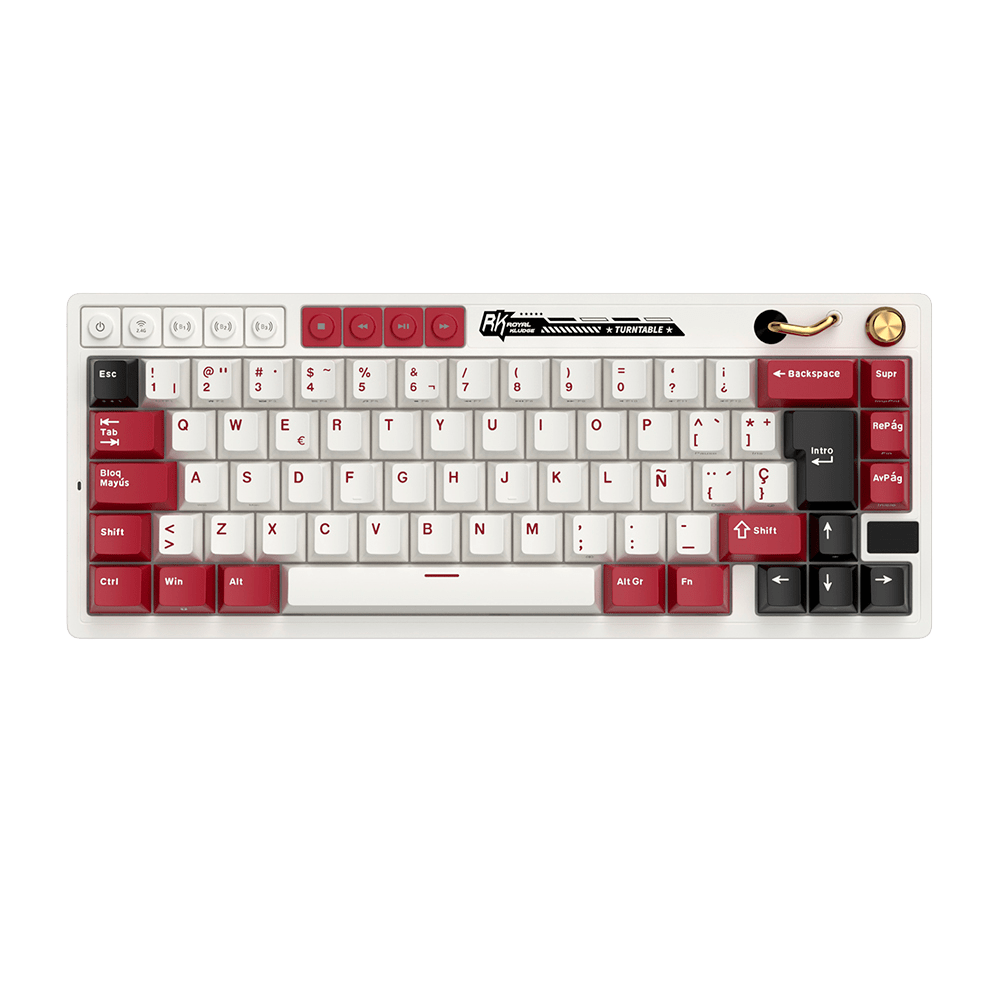 Teclado Mecánico Inalámbrico Español Royal Kludge RKM65 Famicom sw beige 1