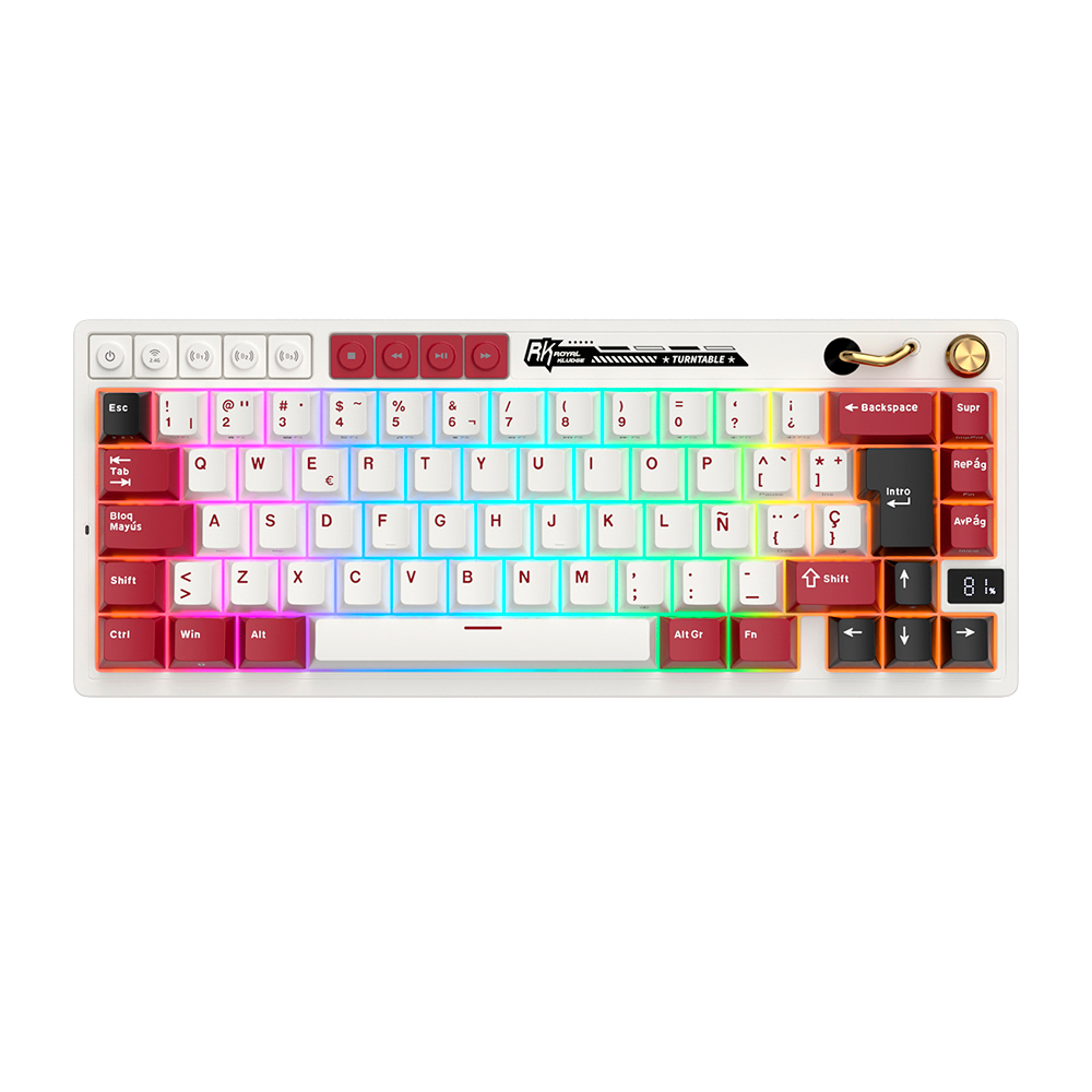 Teclado Mecánico Inalámbrico Español Royal Kludge RKM65 Famicom sw cream 1