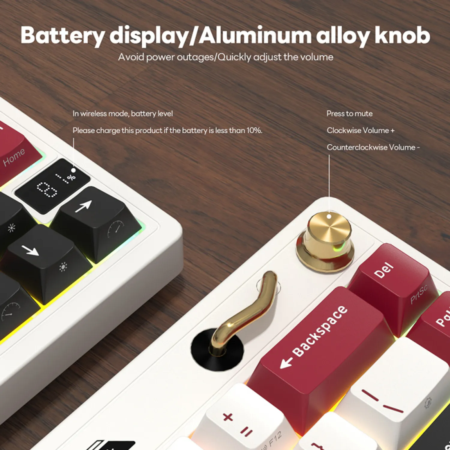 Teclado Mecánico Inalámbrico Español Royal Kludge RKM65 Famicom sw cream 4