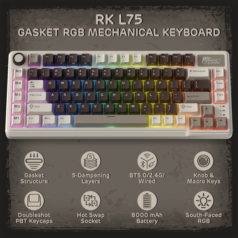 Teclado Mecánico Royal Kludge RK-L75 Palm Green / SW Cream 6