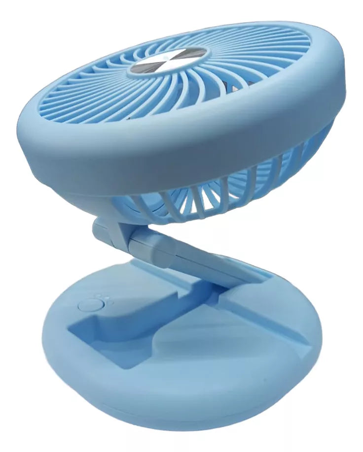 Ventilador Plegable Recargable Usb Portátil Celeste Tecnolab 3