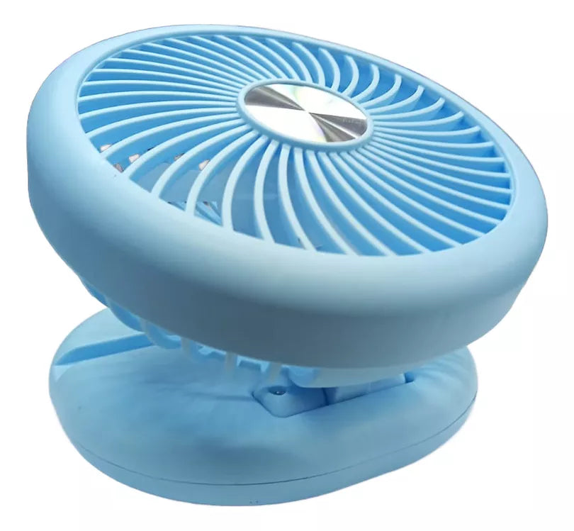 Ventilador Plegable Recargable Usb Portátil Celeste Tecnolab 4