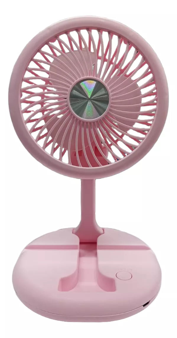 Ventilador Plegable Recargable Usb Portátil Rosado Tecnolab 1