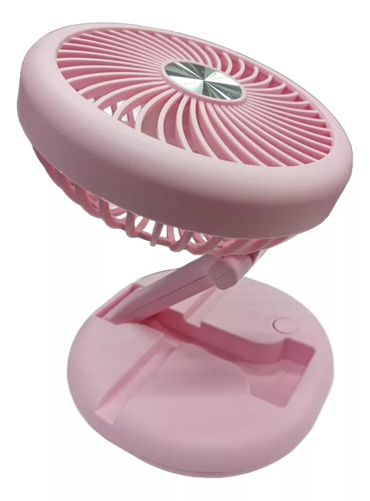 Ventilador Plegable Recargable Usb Portátil Rosado Tecnolab 3