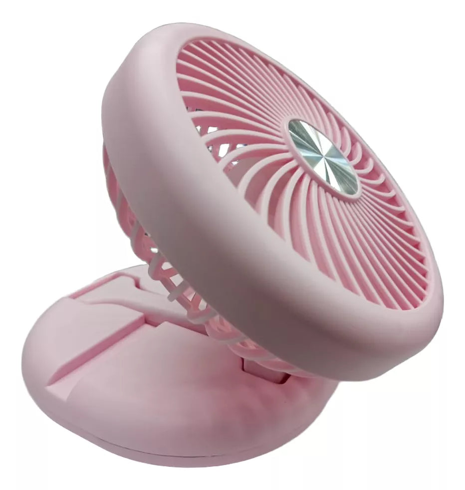 Ventilador Plegable Recargable Usb Portátil Rosado Tecnolab 4