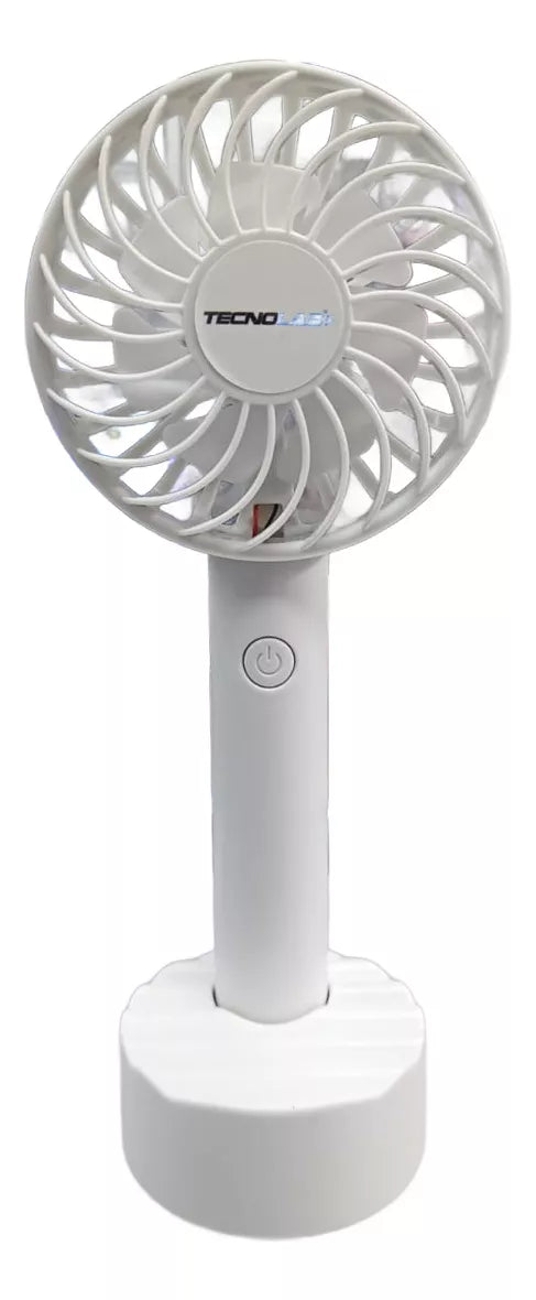 Ventilador Recargable Portátil Con Soporte Blanco 1
