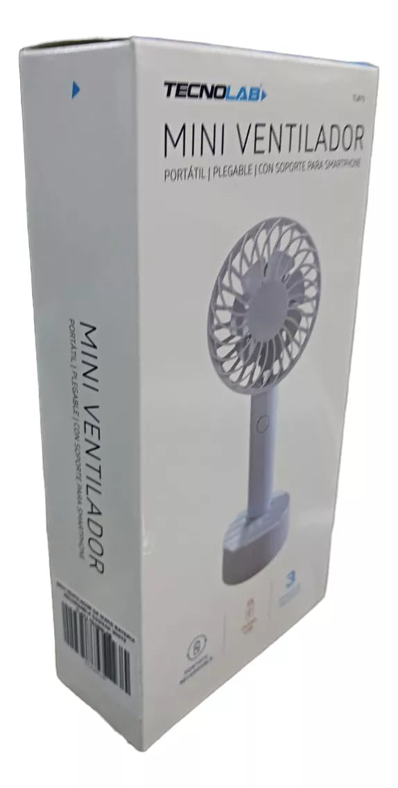 Ventilador Recargable Portátil Con Soporte Blanco 4