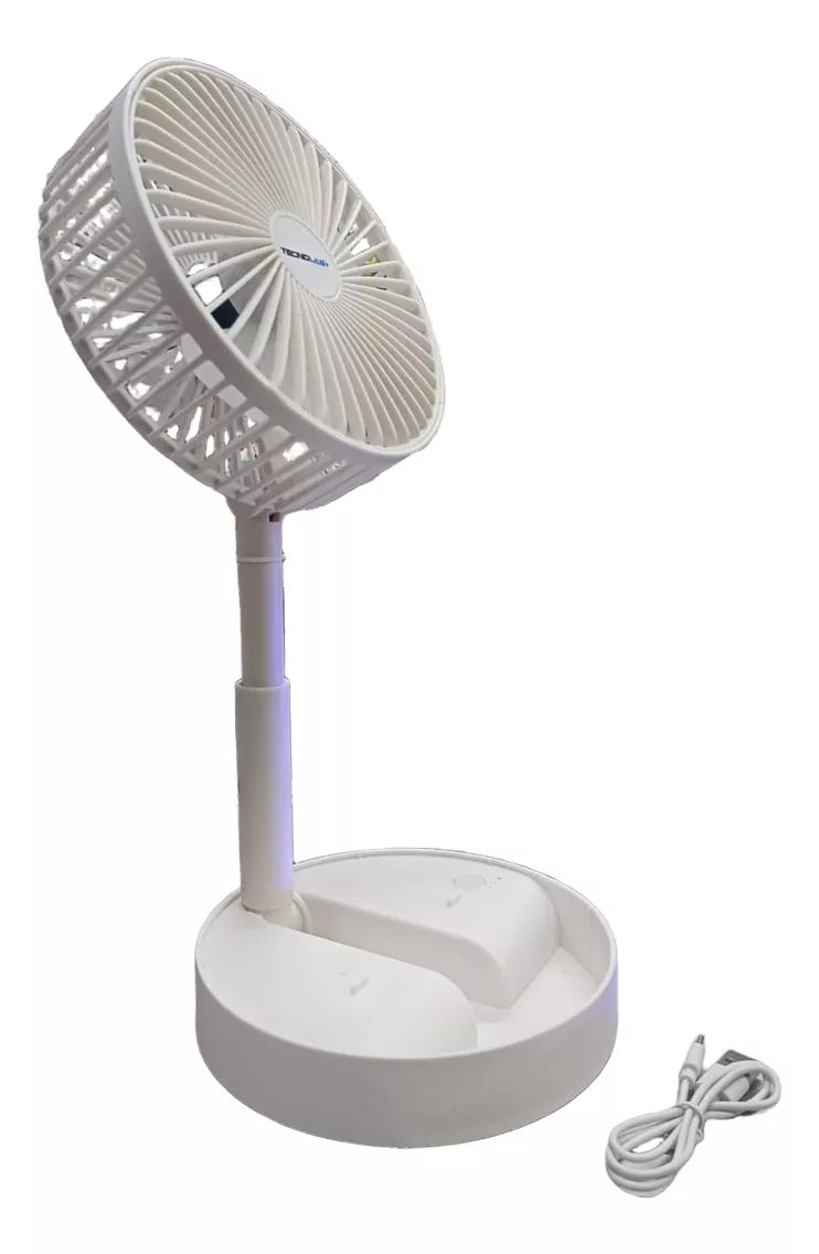 Ventilador Recargable Portátil Usb Plegable Blanco Tecnolab 2