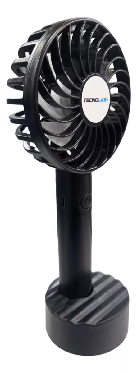 Ventilador Recargable Portátil Con Soporte Negro 2