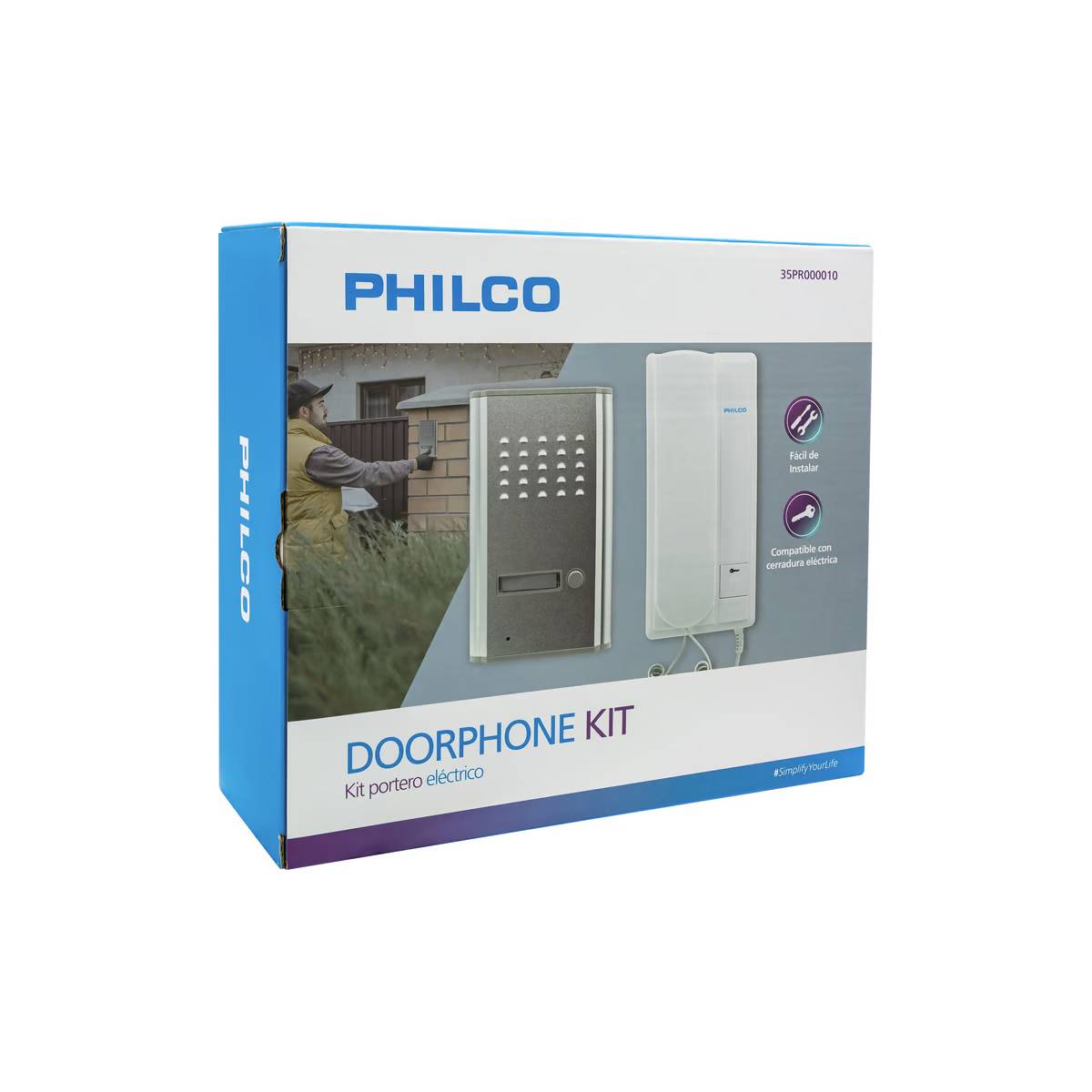 Kit Portero Eléctrico Con 1 Citófono Philco Pr-10 2