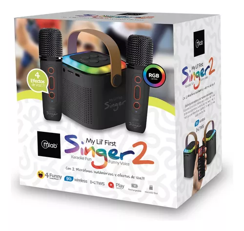 Karaoke My Lil First2 Singer Con Luz Rgb 2 Micrófonos Inalámbrico  4