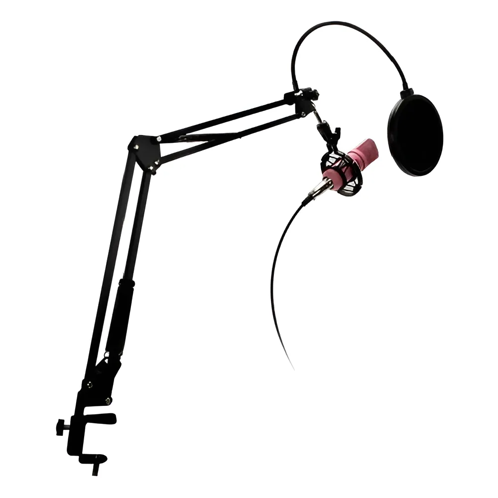Kit Studio Micrófono C Soporte Antipop Stand Philco Rosa 4