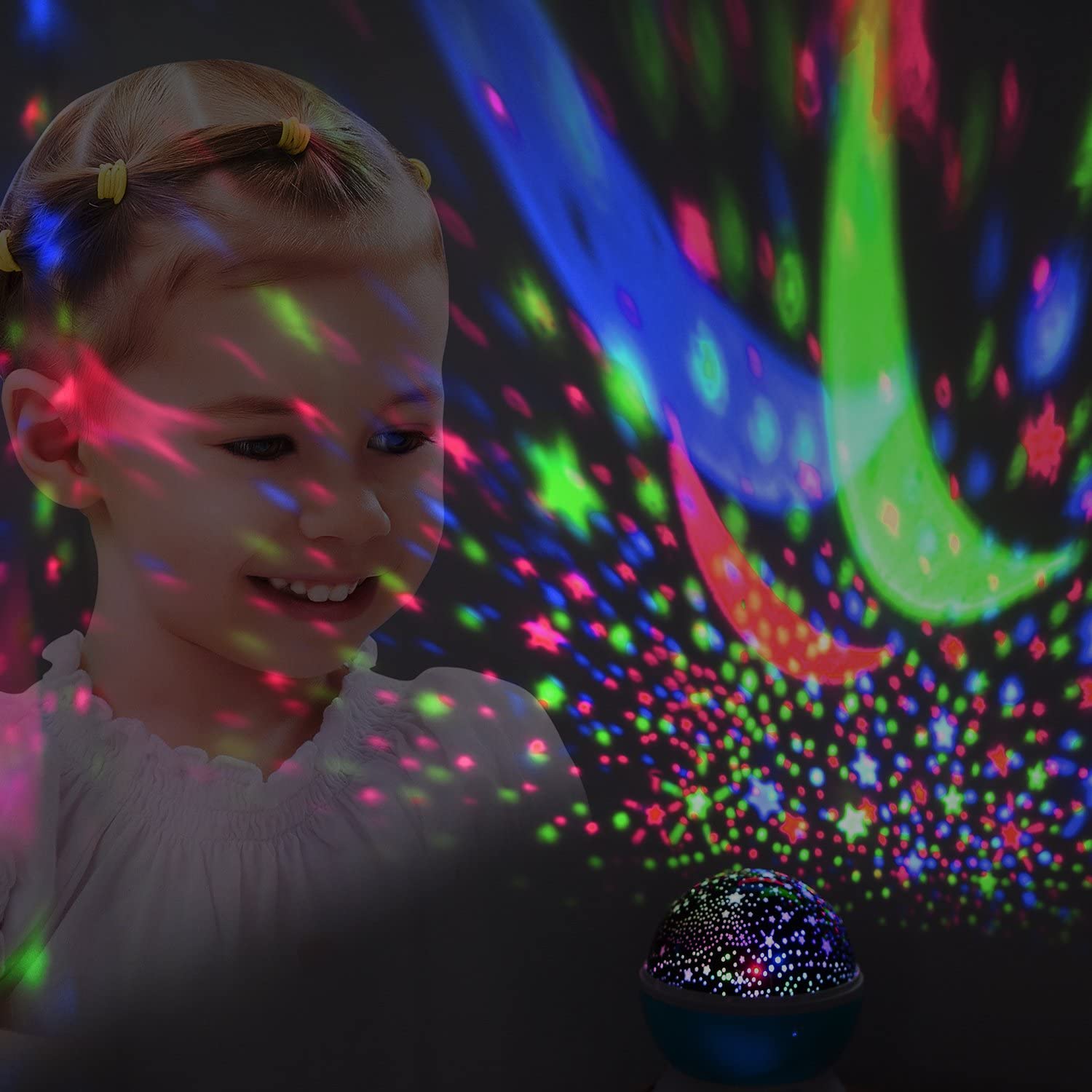 Lampara Espanta Cucos Proyector Estrellas  Rosado 3