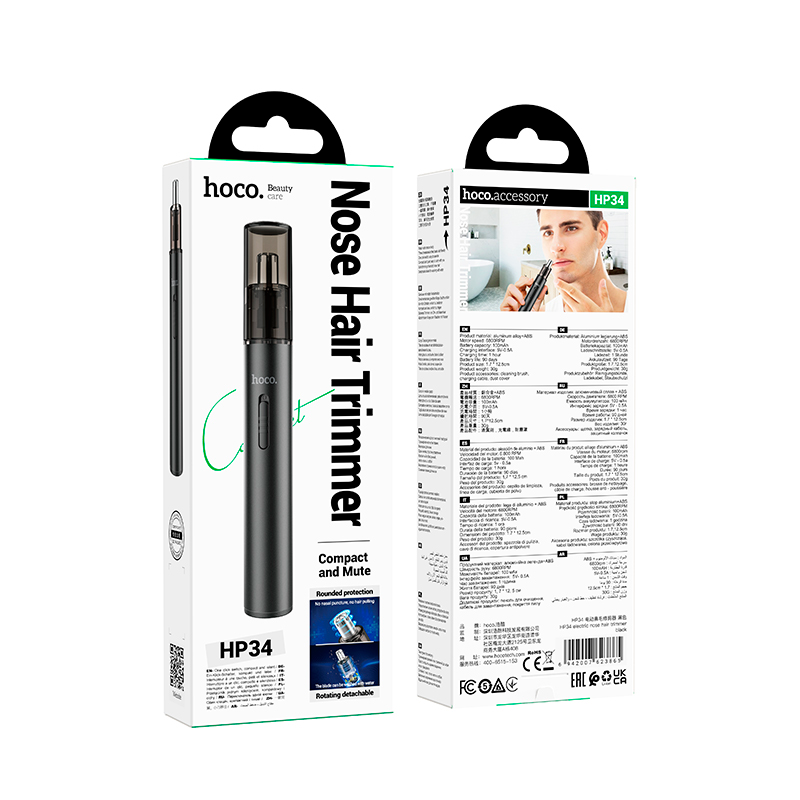  Cortadora De Vello Nariz Inalambrica Hoco Hp34 Negro 2