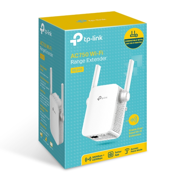 Extensor Repetidor Wifi Dual Band Ac750 Tp-Link Re205 Color Blanco 1