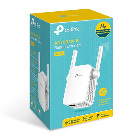 Extensor Repetidor Wifi Dual Band Ac750 Tp-Link Re205 Color Blanco