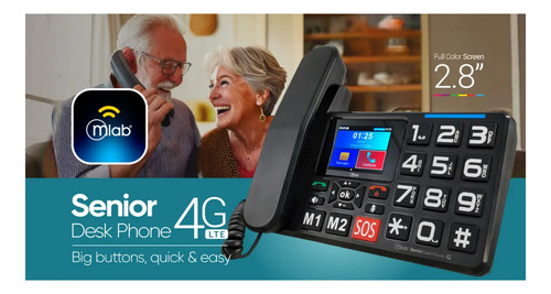 Telefono Senior Inalambrico Sobremesa 4G Sos 2.8 Mlab 9440 Color Negro 4