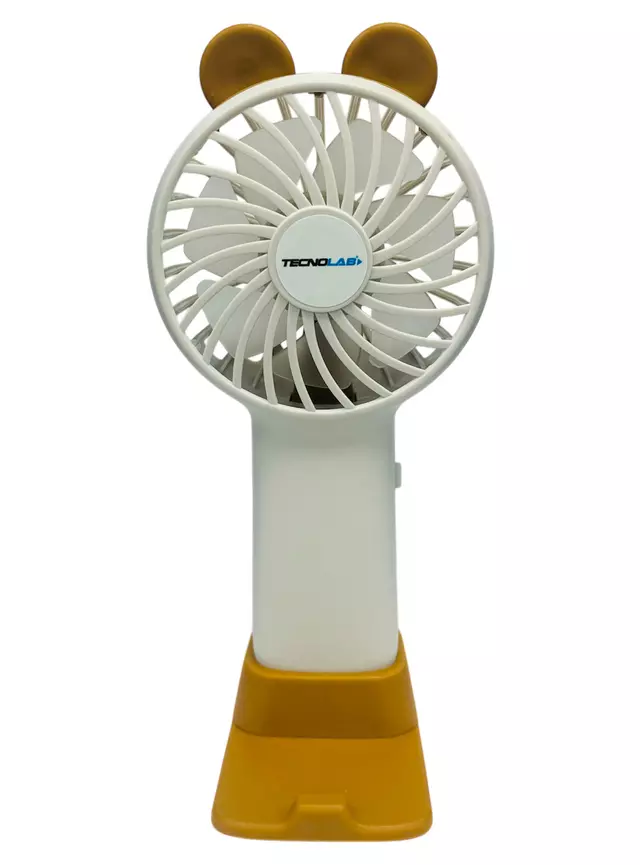 Mini Ventilador De Mano Tipo Oso Recargable 225Mah White Tl672 Tecnolab 1