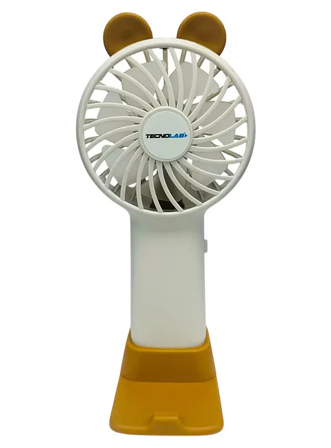 Mini Ventilador De Mano Tipo Oso Recargable 225Mah White Tl672 Tecnolab