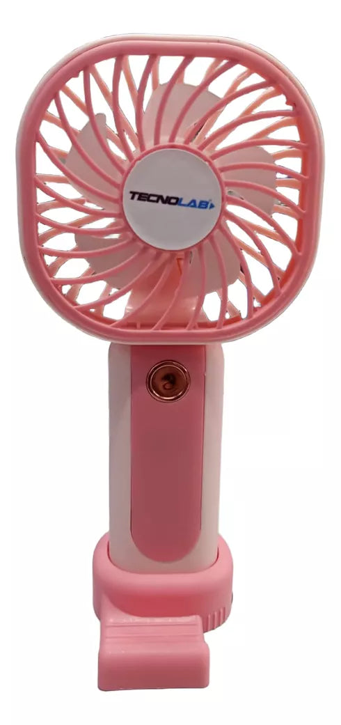 Mini Ventilador Recargable Portátil Rosado Tecnolab 1