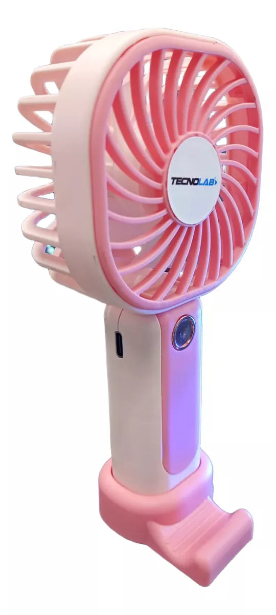 Mini Ventilador Recargable Portátil Rosado Tecnolab 2