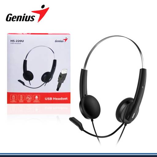 Audífono Genius Hs-220U Over-Ear, Con Micrófono Usb Negro 2