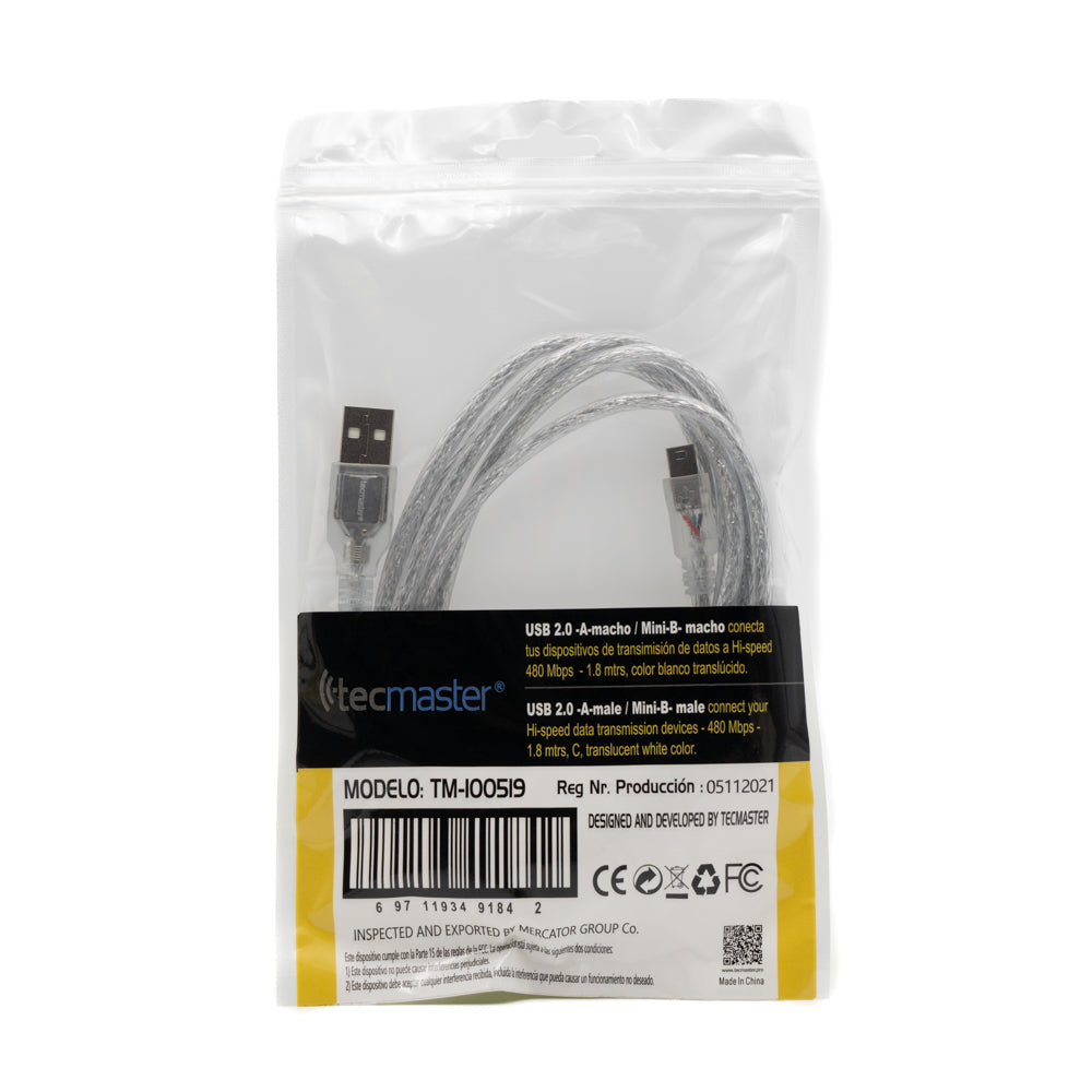 Cable Usb-A 2.0 Macho A Mini B-Macho 1,8 Mtrs Tecmaster 2